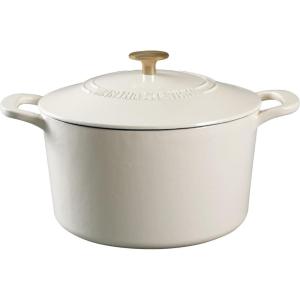 imageMARTHA STEWART Gatwick 7 QT Enamel Cast Iron Dutch Oven LavenderLinen w Gold Knob