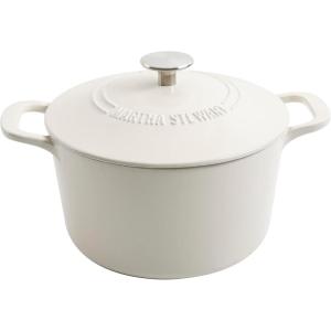 imageMARTHA STEWART Gatwick 7 QT Enamel Cast Iron Dutch Oven LavenderLinen w Silver Knob