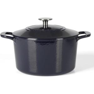 imageMARTHA STEWART Gatwick 7 QT Enamel Cast Iron Dutch Oven LavenderNavy Blue