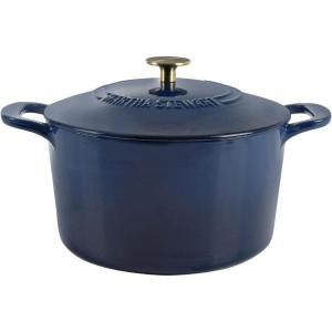 imageMARTHA STEWART Gatwick 7 QT Enamel Cast Iron Dutch Oven LavenderNavy w Gold Knob