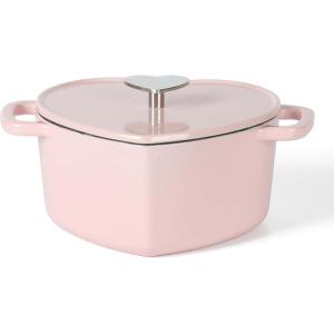 imageMARTHA STEWART Gatwick 7 QT Enamel Cast Iron Dutch Oven LavenderPink Heart Shaped