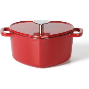 imageMARTHA STEWART Gatwick 7 QT Enamel Cast Iron Dutch Oven LavenderRed Heart Shaped