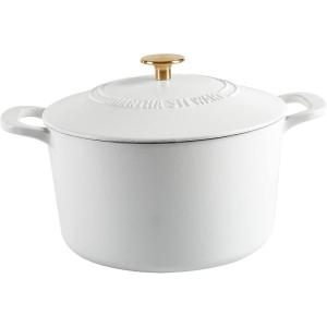 imageMARTHA STEWART Gatwick 7 QT Enamel Cast Iron Dutch Oven LavenderWhite Matte