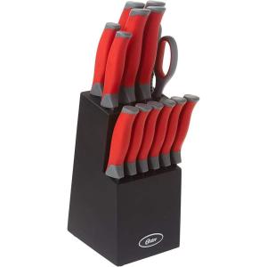 imageOster Lindbergh 14 Piece Stainless Steel Cutlery Set Black Block Teal HandlesTealBlackLindbergh RedGrey