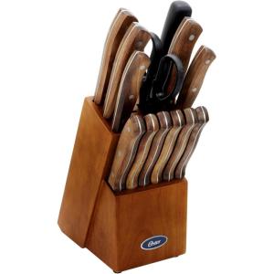 imageOster Wellisford HighCarbon Stainless Steel Cutlery Set 14Piece BlackSilverWalnut