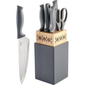 imageSpice by Tia Mowry Savory Saffron 14 Piece Cutlery Knife Block Set  GrayGray