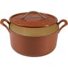 image7 Qt Cast Iron Dutch Oven WEmbossed Lid European Enamel ampamp Olive Wood Trivet  Matte TerracotaMatte Terracota