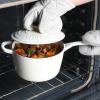 imageCrockPot 3 Qt Enamel Cast Iron Sauce Pan WLid  Teal OmbreMatte Linen White