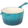 imageCrockPot 3 Qt Enamel Cast Iron Sauce Pan WLid  Teal OmbreTeal Ombre