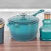 imageCrockPot 3 Qt Enamel Cast Iron Sauce Pan WLid  Teal OmbreTeal Ombre