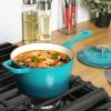 imageCrockPot 3 Qt Enamel Cast Iron Sauce Pan WLid  Teal OmbreTeal Ombre