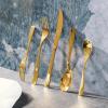 imageGibson Elite Earlston 20Piece Flatware Silverware Set  Stainless Steel Utensils  Forks Spoons Knives  Service for 4  Matte Champagne GoldGold