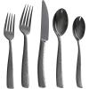 imageGibson Elite Earlston 20Piece Flatware Silverware Set  Stainless Steel Utensils  Forks Spoons Knives  Service for 4  Matte Champagne GoldHammered Black