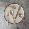 imageGibson Elite Earlston 20Piece Flatware Silverware Set  Stainless Steel Utensils  Forks Spoons Knives  Service for 4  Matte Champagne GoldMatte Rose Gold