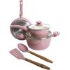 imageGibson Home Plaza Caf Forged Aluminum Healthy PFAFree Ceramic Pots and Pans Cookware Set 7Piece Set Lavender PinkLavender Rose
