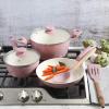 imageGibson Home Plaza Caf Forged Aluminum Healthy PFAFree Ceramic Pots and Pans Cookware Set 7Piece Set Lavender PinkLavender Rose