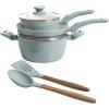 imageGibson Home Plaza Caf GH Aluminum Healthy Ceramic 7Piece Cookware Set Sky Blue