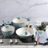 imageGibson Home Plaza Caf GH Aluminum Healthy Ceramic 7Piece Cookware Set Sky Blue