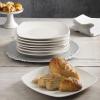 imageGibson Home Zen Buffet Dinnerware 8Piece Porcelain Chip and Scratch Resistant Dinner Plate Set WhiteWhite Soft Square Dinner Plates