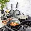 imageKenmore Pro Arbor Heights 7Layer Hard Anodized Induction Nonstick Platinum Forged Aluminum Cookware Set 10Piece BlackBlack ExteriorGrey Interior