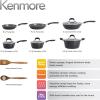imageKenmore Pro Arbor Heights 7Layer Hard Anodized Induction Nonstick Platinum Forged Aluminum Cookware Set 10Piece BlackBlack ExteriorGrey Interior