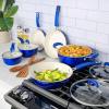 imageKenmore Pro Arbor Heights 7Layer Hard Anodized Induction Nonstick Platinum Forged Aluminum Cookware Set 10Piece BlackMetallic Blue