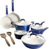 imageKenmore Pro Arbor Heights 7Layer Hard Anodized Induction Nonstick Platinum Forged Aluminum Cookware Set 10Piece BlackMetallic Blue