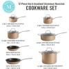 imageMartha Stewart 12 Piece Heavy Gauge Aluminum Hard Anodized Premium Nonstick Cookware Set Induction Safe Copper wBlack Interior
