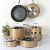imageMartha Stewart 12 Piece Heavy Gauge Aluminum Hard Anodized Premium Nonstick Cookware Set Induction Safe Copper wBlack Interior