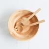 imageMartha Stewart Coban 3 pc 13quot Round Wood Salad Bowl W 2 Servers