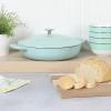 imageMartha Stewart Eastholm 3Quart Enameled Cast Iron Dutch Oven  Martha BlueMartha Blue w Gold Knob