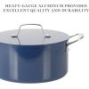 imageMartha Stewart Galway Premium Nonstick PFA Free Ceramic Interior 10 Piece Heavy Gauge Enamel Aluminum Pots and Pans Cookware Set WAluminum Lids  Sage Green WGold HandleNavy Blue