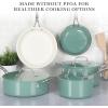 imageMartha Stewart Galway Premium Nonstick PFA Free Ceramic Interior 10 Piece Heavy Gauge Enamel Aluminum Pots and Pans Cookware Set WAluminum Lids  Sage Green WGold HandleTeal