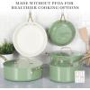 imageMartha Stewart Galway Premium Nonstick PFA Free Ceramic Interior 10 Piece Heavy Gauge Enamel Aluminum Pots and Pans Cookware Set WAluminum Lids  Sage Green WGold HandleSage Green w Gold Handles