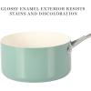 imageMartha Stewart Galway Premium Nonstick PFA Free Ceramic Interior 10 Piece Heavy Gauge Enamel Aluminum Pots and Pans Cookware Set WAluminum Lids  Sage Green WGold HandleTeal