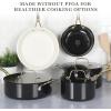 imageMartha Stewart Galway Premium Nonstick PFA Free Ceramic Interior 10 Piece Heavy Gauge Enamel Aluminum Pots and Pans Cookware Set WAluminum Lids  Sage Green WGold HandleBlack w Gold Handles