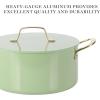 imageMartha Stewart Galway Premium Nonstick PFA Free Ceramic Interior 10 Piece Heavy Gauge Enamel Aluminum Pots and Pans Cookware Set WAluminum Lids  Sage Green WGold HandleSage Green w Gold Handles