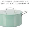 imageMartha Stewart Galway Premium Nonstick PFA Free Ceramic Interior 10 Piece Heavy Gauge Enamel Aluminum Pots and Pans Cookware Set WAluminum Lids  Sage Green WGold HandleTeal