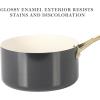 imageMartha Stewart Galway Premium Nonstick PFA Free Ceramic Interior 10 Piece Heavy Gauge Enamel Aluminum Pots and Pans Cookware Set WAluminum Lids  Sage Green WGold HandleBlack w Gold Handles