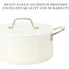 imageMartha Stewart Galway Premium Nonstick PFA Free Ceramic Interior 10 Piece Heavy Gauge Enamel Aluminum Pots and Pans Cookware Set WAluminum Lids  Sage Green WGold HandleLinen White w Gold Handles
