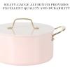 imageMartha Stewart Galway Premium Nonstick PFA Free Ceramic Interior 10 Piece Heavy Gauge Enamel Aluminum Pots and Pans Cookware Set WAluminum Lids  Sage Green WGold HandlePink w Gold Handles