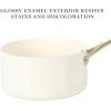 imageMartha Stewart Galway Premium Nonstick PFA Free Ceramic Interior 10 Piece Heavy Gauge Enamel Aluminum Pots and Pans Cookware Set WAluminum Lids  Sage Green WGold HandleLinen White w Gold Handles