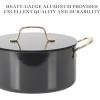 imageMartha Stewart Galway Premium Nonstick PFA Free Ceramic Interior 10 Piece Heavy Gauge Enamel Aluminum Pots and Pans Cookware Set WAluminum Lids  Sage Green WGold HandleBlack w Gold Handles