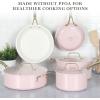 imageMartha Stewart Galway Premium Nonstick PFA Free Ceramic Interior 10 Piece Heavy Gauge Enamel Aluminum Pots and Pans Cookware Set WAluminum Lids  Sage Green WGold HandlePink w Gold Handles