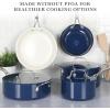 imageMartha Stewart Galway Premium Nonstick PFA Free Ceramic Interior 10 Piece Heavy Gauge Enamel Aluminum Pots and Pans Cookware Set WAluminum Lids  Sage Green WGold HandleNavy Blue