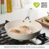 imageMartha Stewart Heathland Premium Nonstick PFA Free Ceramic Interior 10Piece Tapered Aluminum Cookware Set  Linen WhiteLinen White