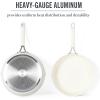 imageMartha Stewart Heathland Premium Nonstick PFA Free Ceramic Interior 10Piece Tapered Aluminum Cookware Set  Linen WhiteLinen White