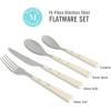 imageMartha Stewart Watercliffe 16 pc Flatware Set Stainless Steel wABS Handle  Warm GreyWatercliffe Linen