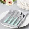 imageMartha Stewart Watercliffe 16 pc Flatware Set Stainless Steel wABS Handle  Warm GreyWatercliffe Martha Blue