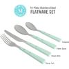 imageMartha Stewart Watercliffe 16 pc Flatware Set Stainless Steel wABS Handle  Warm GreyWatercliffe Martha Blue